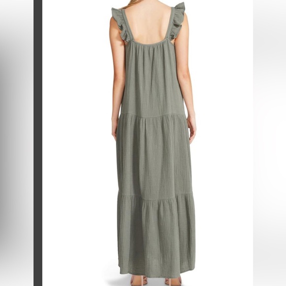 BB Dakota by Steve Madden Ella Flutter Strap Cotton Maxi Dress, XS, sage - Picture 2 of 7